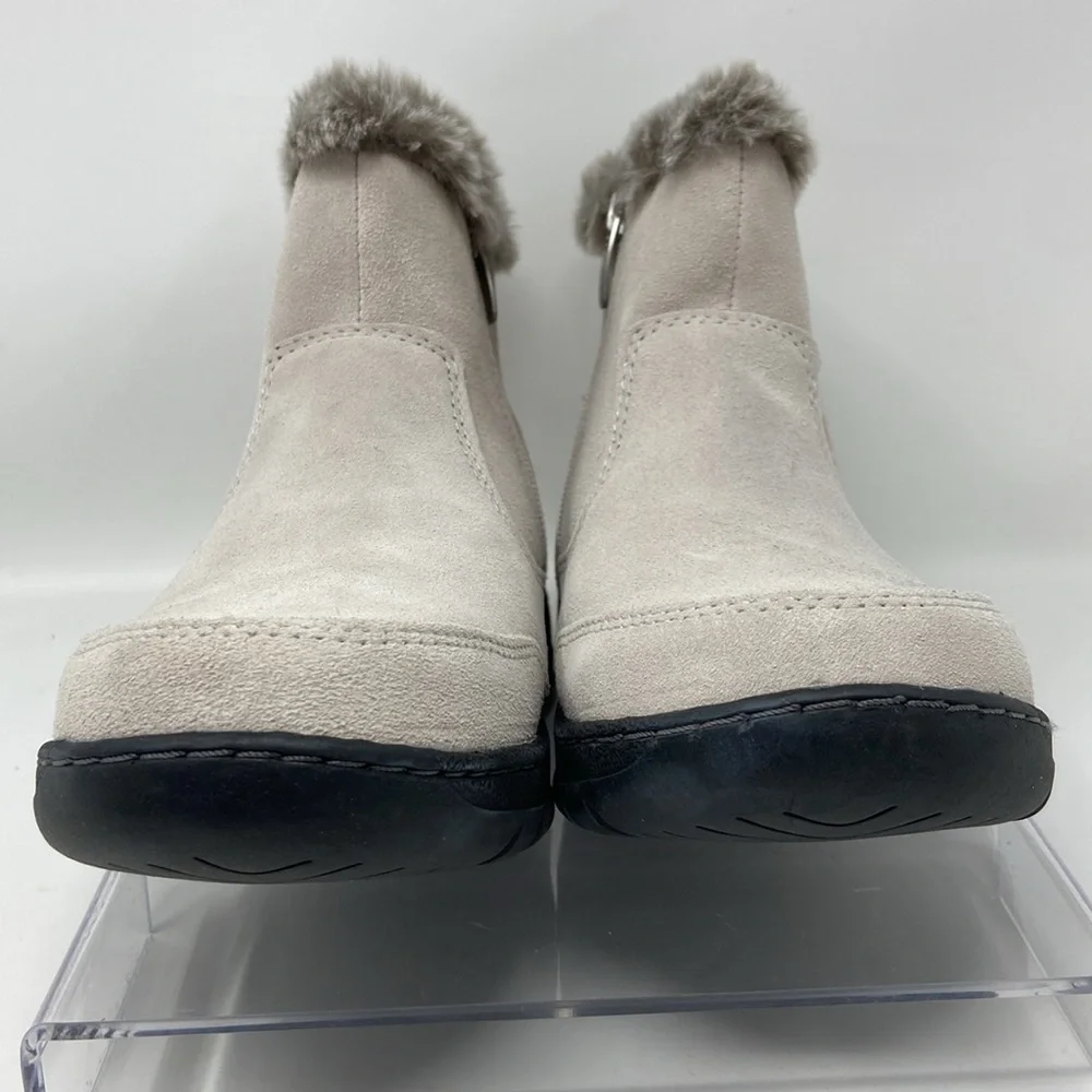 NTW Khombu “Iris” Ankle Winter Boots Cream Genuine Suede Faux Fur Lining